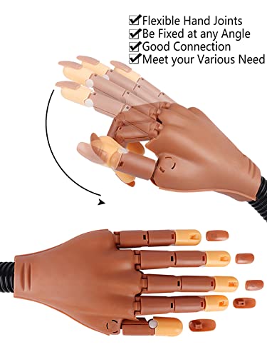 Deciniee Practice Hand for Acrylic Nails,300 Pcs Nail Tips Flexible Training Hand Professional Nail Art Hand Tools Adjustable False Finger Nails