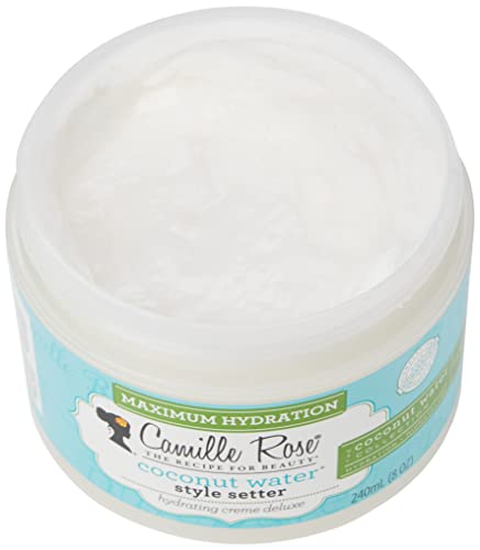 Camille Rose Coconut Water Style Setter 240ml - Tropical cream hair gel, crafted to hydrate and hold styles in place. Natural, clean formula. For