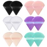 12 Pcs Triangle Powder Puffs, Reusable Face Makeup Puffs, Velvet Soft Powder Makeup Tool with Strap for cosmetics such as loose powder, blush, fo