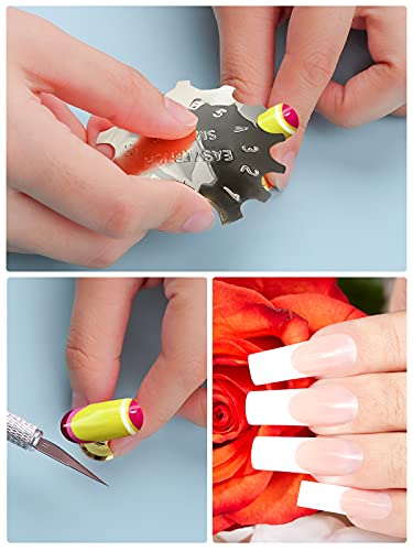 Kalolary 8 PCS Nail Cutter French Nails V Line Trimmer Stainless Steel French Tip Nail Manicure Edge Trimmer DIY Plate Module Easy French Tip Cut