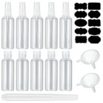 10 Pcs 100 ml Clear Travel Containers Bottles Set(5 x Flip Cap Bottles, 5 x Mist Spray Bottles), Transparent Travel Toiletries Bottles for Makeup