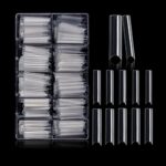 Kalolary Clear Extra Long C Curved False Nail Tips, 500PCS XXL Long Nail Tips C/U Curve Half Cover French False Nail Acrylic Fake Nail Tips with