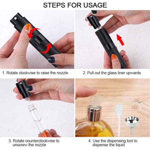 Perfume Atomiser, 4PCS Black Perfume Travel Bottle,Bottle Perfume Atomisers Refillable,Spray Bottle Easy Atomizer, Portable Refillable Perfume At