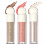 3 Pack Liquid Contour & Blush & Highlighter Stick, Face Concealer Contouring with Cushion, Liquid Highlighter Bronzer Makeup Stick, Cheek Gel Cre
