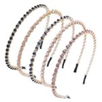 Oenothera 5 Pieces Fashion Crystal Hair band, Imitation Diamond Headband, Non-Slip Hard Hair Hoop for Dancing, Parties, Daily Wear, Work(Mixed Co