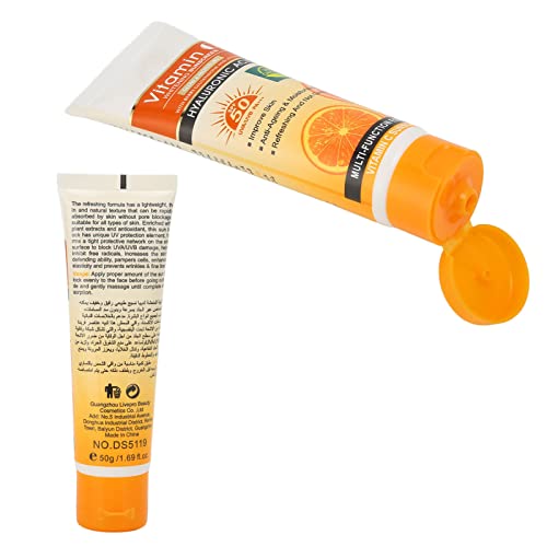 SPF50+++ Vitamin C Sunscreen - Outdoor Refreshing UV Protection Sunscreen Lotion with Abundant Moisturizing Materials for High Temperature Outdoo