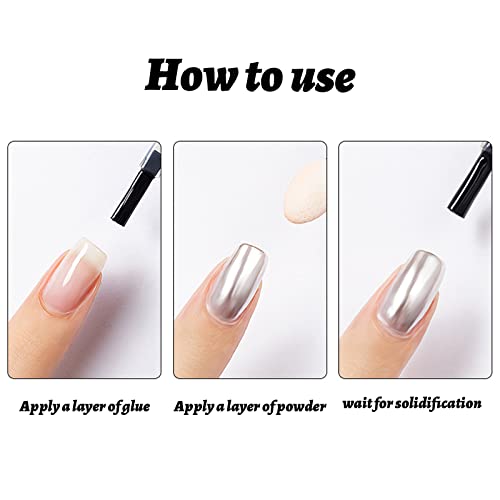 Chrome Nail Powder,6 Color Mermaid Neon Nail Glitters Powder Gel Polish Metallic Nail Art Pigment Powder Set with Nail Sponge Brushes for Nail Ar