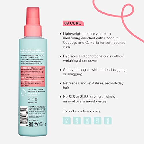 Imbue Curl Inspiring Conditioning Leave In Spray - Vegan and Curly Girl Compliant, 200ml