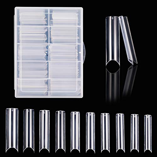 FANTESI 200 Pcs Extra Long Straight Square Nail Tips,c Curve Nail Tips Clear Nail Tips,full Cover Acrylic Fake Nails For Artificial Nail Tips Sal
