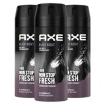 Axe Body Spray Black Night without Aluminium Salts 150 ml ,(Pack of 3)