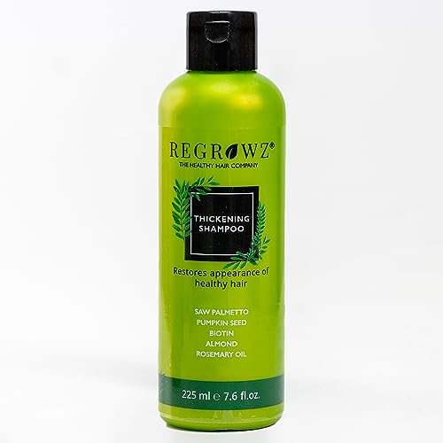 Regrowz Organic Hair Thickening Shampoo with Biotin, Saw Palmetto & Rosemary Oil - Natural Anti Hair Loss Treatment for Fuller & Thicker Hair - S