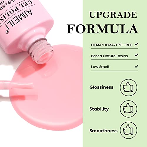 AIMEILI Nude Gel Nail Polish, UV/LED Soak-Off Gel Polish French Nail Gel, Nail Lamp Nail Art Manicure Salon DIY at Home, Long Lasting & Easy to A