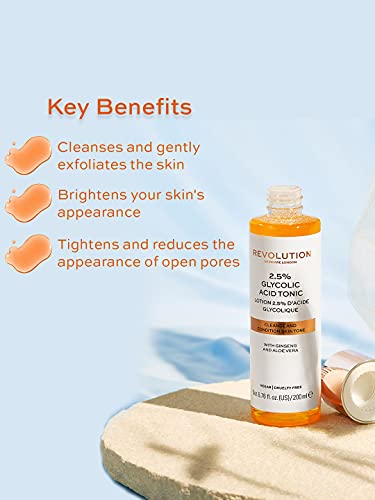 Revolution Skincare London, 5% Glycolic Acid, Toner, 200ml (Packaging may vary)