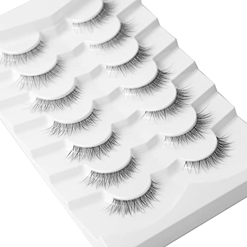 Gmagictobo Lashes Natural Short False Eyelashes Wispy Lashes Pack Light Volume Clear Band Soft Fake Eye lashes 7 Pairs Multipack
