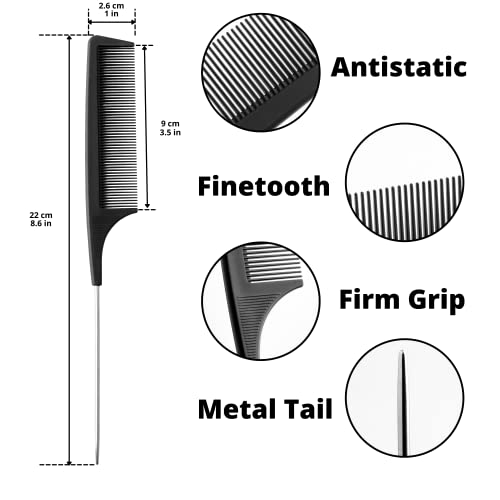 Stoutips Pack of 12 Hair Sectioning Clips for Women with 1 PCS Antistatic Tail Comb – Professional Hairdresser Clips for Salon Styling & Care, Ha