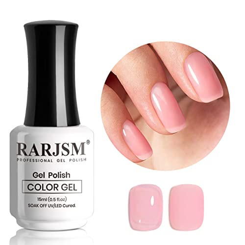 RARJSM Gel Nail Polish Milky Rose LED UV Gel Soak Off Clear Nude Light Pink French Manicure Transparent Jelly Nail Gel Polish Varnish Curing Requ