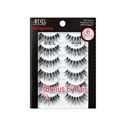 Ardell False Eyelashes Wispies 113 5 Pairs Multipack Black Medium Volume Extra Long Length Crisscross Feathering Curl Invisiband Comfortabel Wear