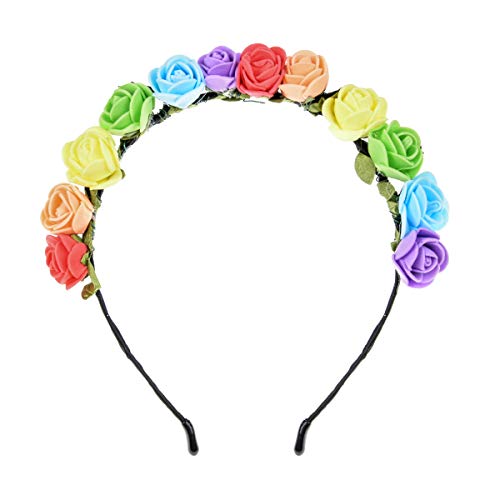 Merroyal Boho Floral Crown Rose Flower Headband Hair Wreath Flower Hair Accessory