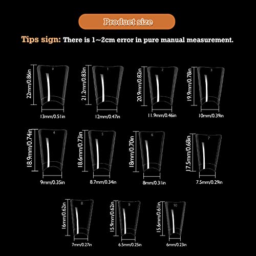 JSRQT 550 Pcs Clear Duck Nail Tips, 11 Size Wide False Nail Tips for Acrylic Nails, French Fake Nail Tips Nail Extension Duck Feet Style Nail Tip