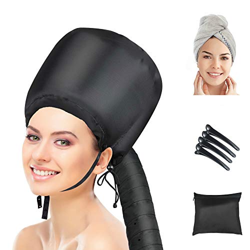 Bonnet Hood Hair Dryer Attachment,Heatigo 2023 Upgraded Version Soft Cap Adjustable For Hand Held Hair Dryer Cap Drying Styling Curling Deep Cond