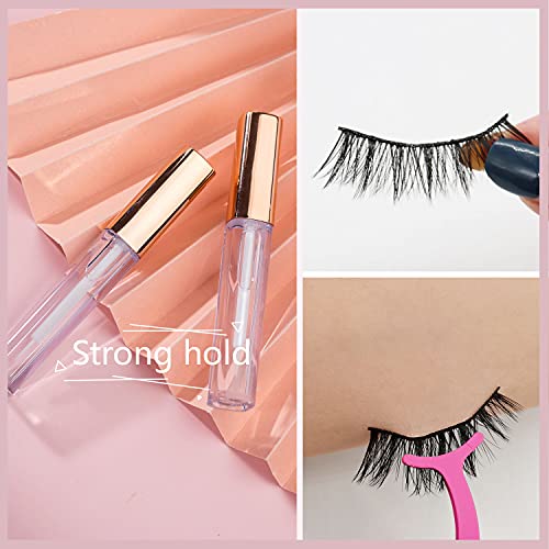 PURELEOR Clear Lash Glue Waterproof Latex Free Eyelash Glue for Sensitive Eye Strong Hold False Eyelashes Adhesive Strip Lashes Fast Drying Lash