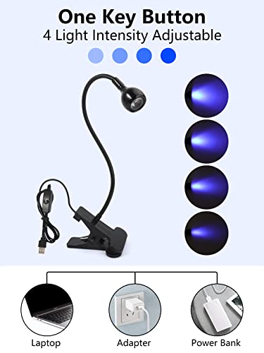 LIONVISON UV Nail Lamp, Gooseneck LED Nail Lamp with 4 Adjustable Intensity for Nail Polish Curing, 5W Rotatable Mini Gel Nail Lamp Nail Dryer wi