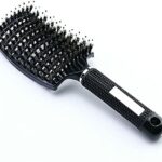 Detangling Nylon Bristle Brush, Curved Vented Boar Bristle Styling Hair Brush, Wet or Dry Use, Anti-static Detangler, Fast Blow Drying, Use for L