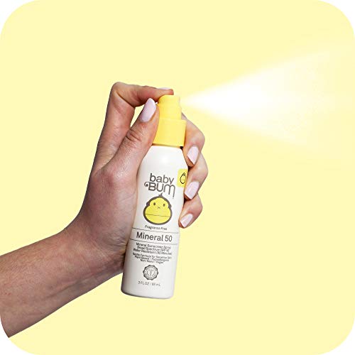 Sun Bum Baby Bum SPF 50 Sunscreen Spray Mineral UVA/UVB Face and Body Protection for Sensitive Skin Fragrance Free Travel Size 3 FL OZ
