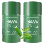 2 Pack Green Tea Mask Stick, Blackhead Remover with Green Tea Extract, Deep Pore Cleansing, Green Clay Mask For Face Moisturizing, Purifying, Red