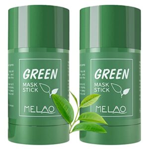 2 Pack Green Tea Mask Stick, Blackhead Remover with Green Tea Extract, Deep Pore Cleansing, Green Clay Mask For Face Moisturizing, Purifying, Red