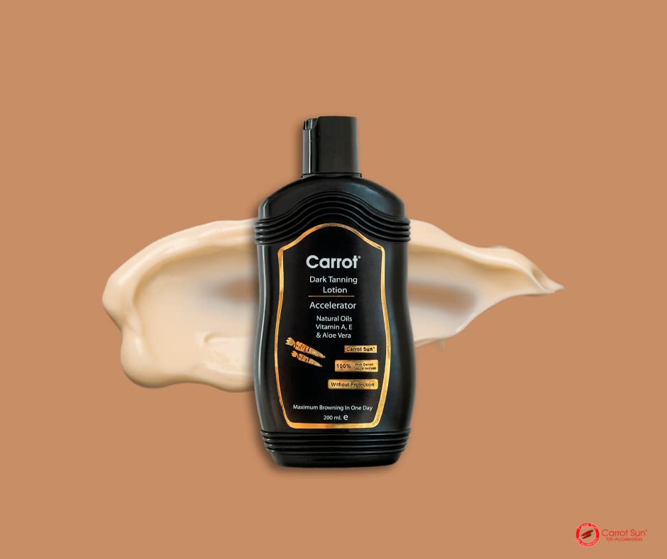 Carrot-Sun® Dark Tanning Lotion, Tanning Lotion with 100% natural Carrot Oil extract, Maximum Browning in One Day, 200ml