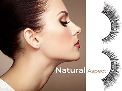 False Eyelashes, 10 Pairs False Eyelashes with Eyelash Glue Multipack Natural looking False Eyelashes Soft Reusable Fluffy Full Lashes Black Stri