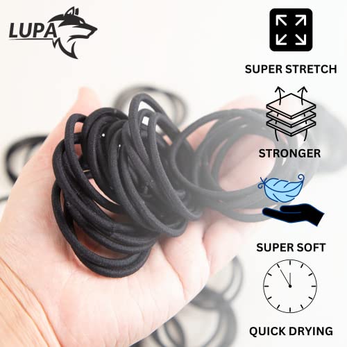 LUPA 100 Pcs Hair Bands for Women, 4mm Snag Free Hair Ties for Girls, Hair Bobbles for Women, Hairbands for Thick Hair, Ponytail Holders, Strong