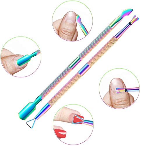 Cuticle Nippers with Cuticle Pusher -Stainless Steel Chameleon Cuticle Cutter Cuticle Clippers Scissors Cuticle Remover for Manicure and Pedicure