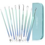 Blackhead Remover Pimple Popper Tool Kit 10 Pcs, Comedone Pimple Extractor Tool, Acne Kit for Blackhead, Whitehead Popping, Zit Removing (Blue)