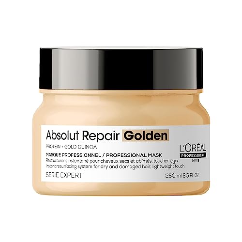 L’Oréal Professionnel Golden Lightweight Mask, With Protein And Gold Quinoa for Fine-Medium Dry And Damaged Hair, Serie Expert Absolut Repair, 25