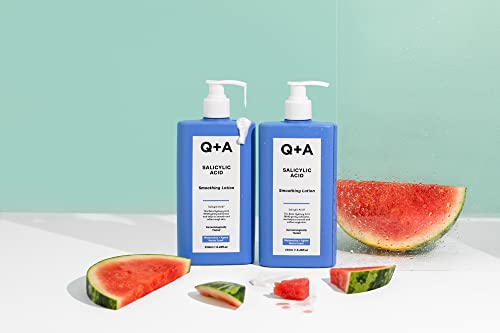 Q+A Salicylic Acid Smoothing Lotion for Effective Targeted Body Care, a BHA that exfoliates the skin, combats 'backne' and unwanted texture, prom