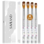 Saviland Pure Kolinsky Acrylic Nail Brush Set - 4PCS Acrylic Nail Brush for Acrylic Powder & Acrylic Liquid Silver Glitter Acrylic Brush, Nail Br