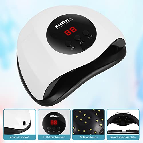 Hankeer 48W LED UV Nail Lamp with USB Interface line,24 Lights Gel Polish Nail Curing Lamp Light ,Suitable for Beginners and Home Salon (8T-USB)