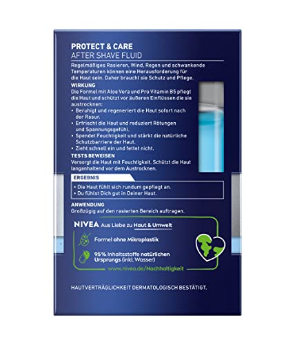 NIVEA MEN Protect & Care After Shave Fluid (100 ml), Soothing After Shave, Skin Care with Aloe Vera and Pro Vitamin B5