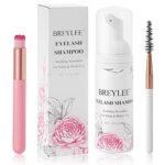 Eyelash Extension Shampoo & Brush + Mascara Wand,Eyelash Shampoo Foaming Cleanser for Professional Salon and Home Care,Wash for Extensions and Na