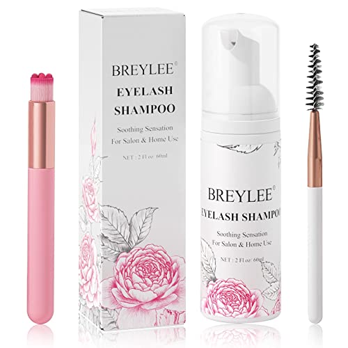 Eyelash Extension Shampoo & Brush + Mascara Wand,Eyelash Shampoo Foaming Cleanser for Professional Salon and Home Care,Wash for Extensions and Na