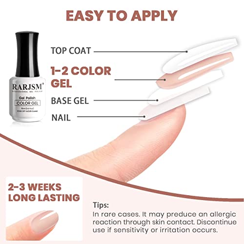 RARJSM Gel Nail Polish Milky Rose LED UV Gel Soak Off Clear Nude Light Pink French Manicure Transparent Jelly Nail Gel Polish Varnish Curing Requ