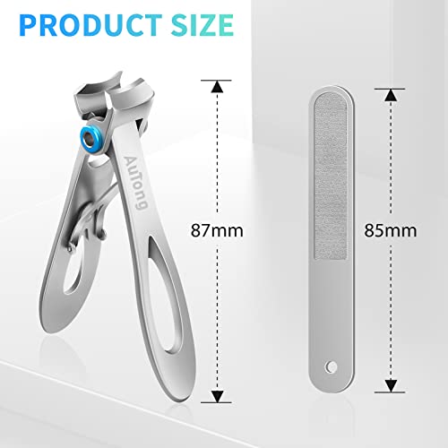 Large Nail Clippers Set for Thick Nails - 16.5mm Wide Jaw Opening Toenail Cutter with Nail File - Heavy Duty Stainless Steel Fingernail Clipper f