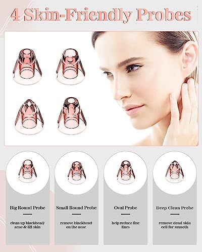 Blackhead Remover Vacuum Electric Blackhead Remover Pore Vacuum Pore Cleaner with 3 Levels and 4 Suction Heads - Face Pore Vacuum Blackhead Remov