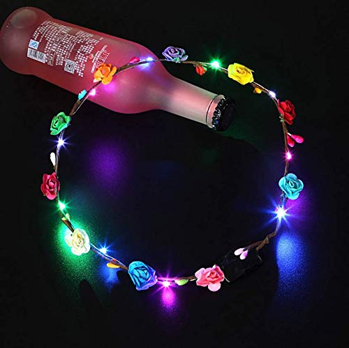 Flower Headband,7Pcs Flower Crown Garland Headband Flower Headdress Floral Headband for Women Girls Hair Accessories Birthday Wedding Festival Pa