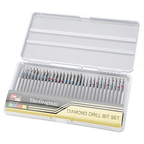 Cuticle Drill Bit, Serlium 30Pcs Professional Carbide Nail Drill Bits with Transparent Storage box for Nail Files Manicure Tools Manicure Pedicur