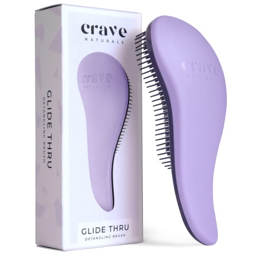 Crave Naturals Glide Thru Detangler Hair Brush, Tangle Teezer Hair Brush for Wet, Dry, Curly, and Straight Hair - Tangle Teezer Wet Detangler Bru