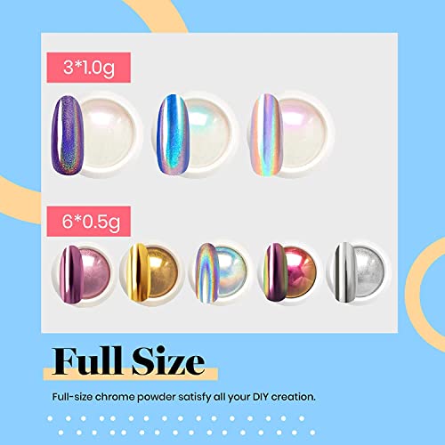 Beetles Chrome Nail Powder Kit Black White Colors Gel Polish Mirror Effect Holographic Aurora Iridescent Pearlescent Manicure Art Decoration Glit