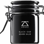ZOUSZ Black Oud Premium Beard Balm - Classic Oud Wood Scented Beard Grooming and Skincare Butter for Men - Natural Avocado, Argan, Macadamia Oils